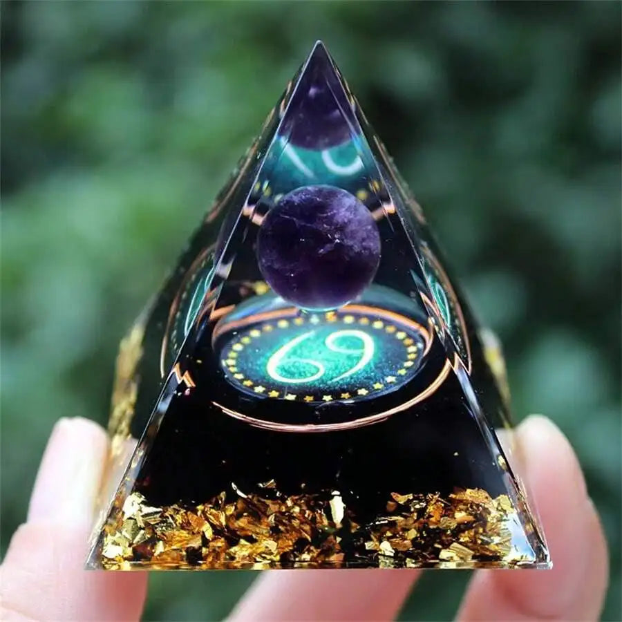 Zodiac Resin Pyramid Decoration with Crystal Ball