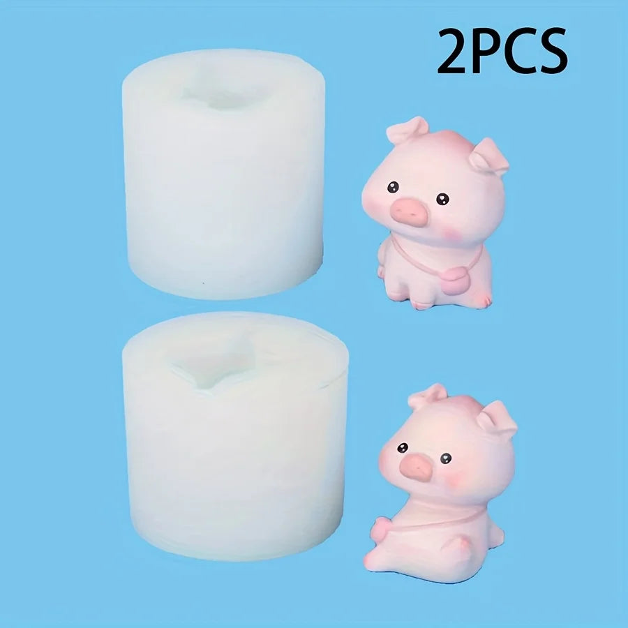 Cartoon Pig Silicone Mold Set for Crafting