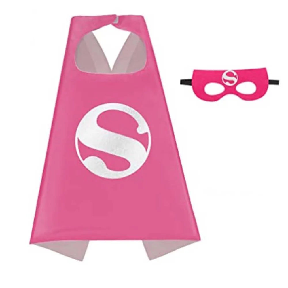 Pink superhero cape and mask set for kids dress-up