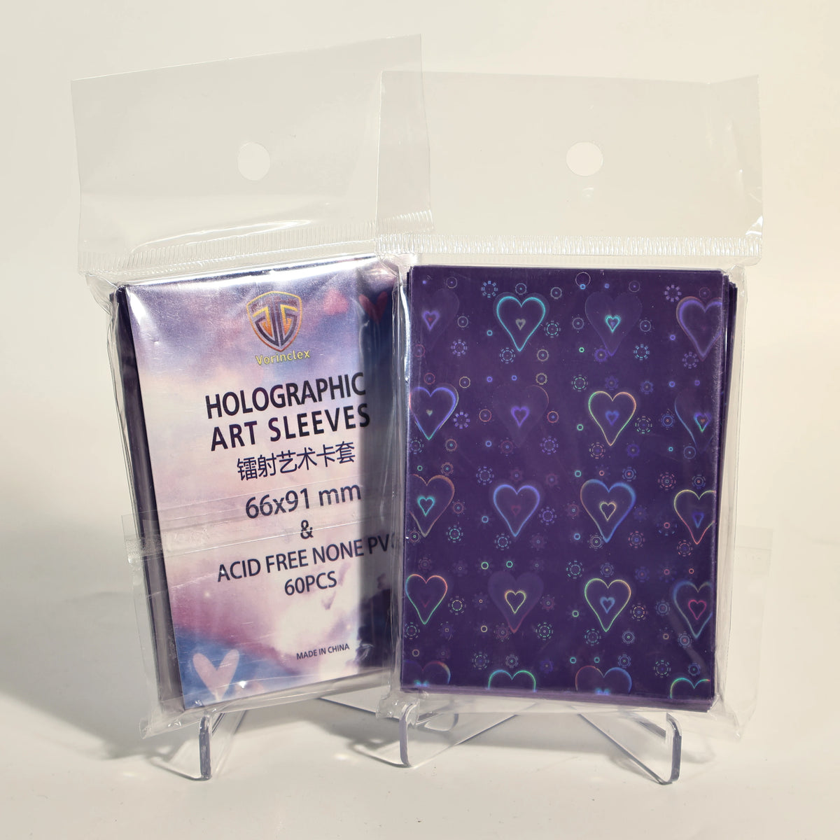 Holographic Heart-Shaped Card Sleeves (60-Pack) – Acid-Free Protectors for TCG & Collectible Cards