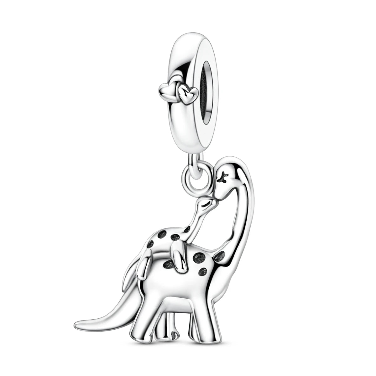 Silver-Plated Heart Charm Bead with Cubic Zirconia for Bracelets and DIY Jewelry