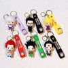 A collection of resin keychains featuring various Hunter x Hunter anime characters in different colors and poses.