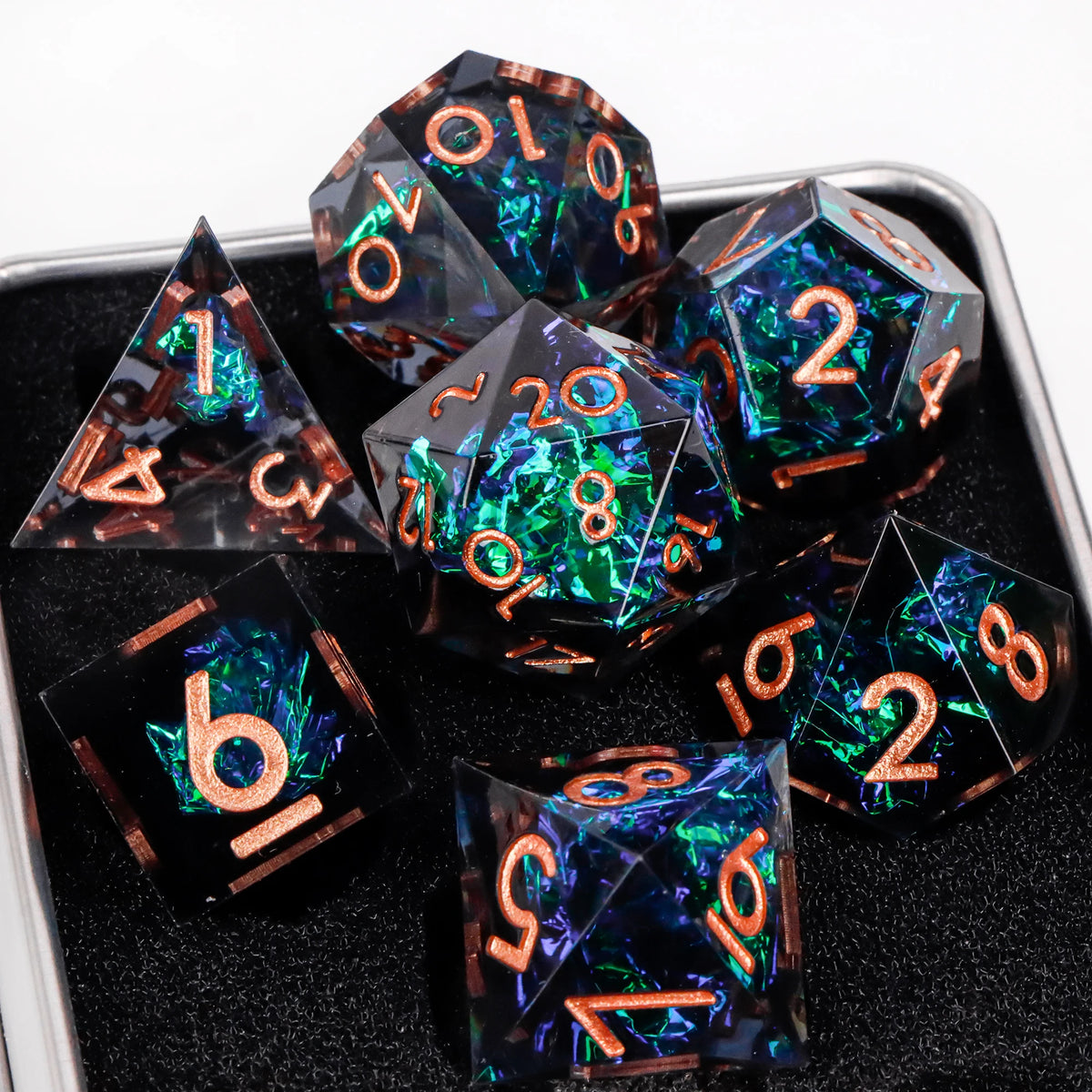 Resin Polyhedral Dice Set for Tabletop RPGs (7 Pieces)