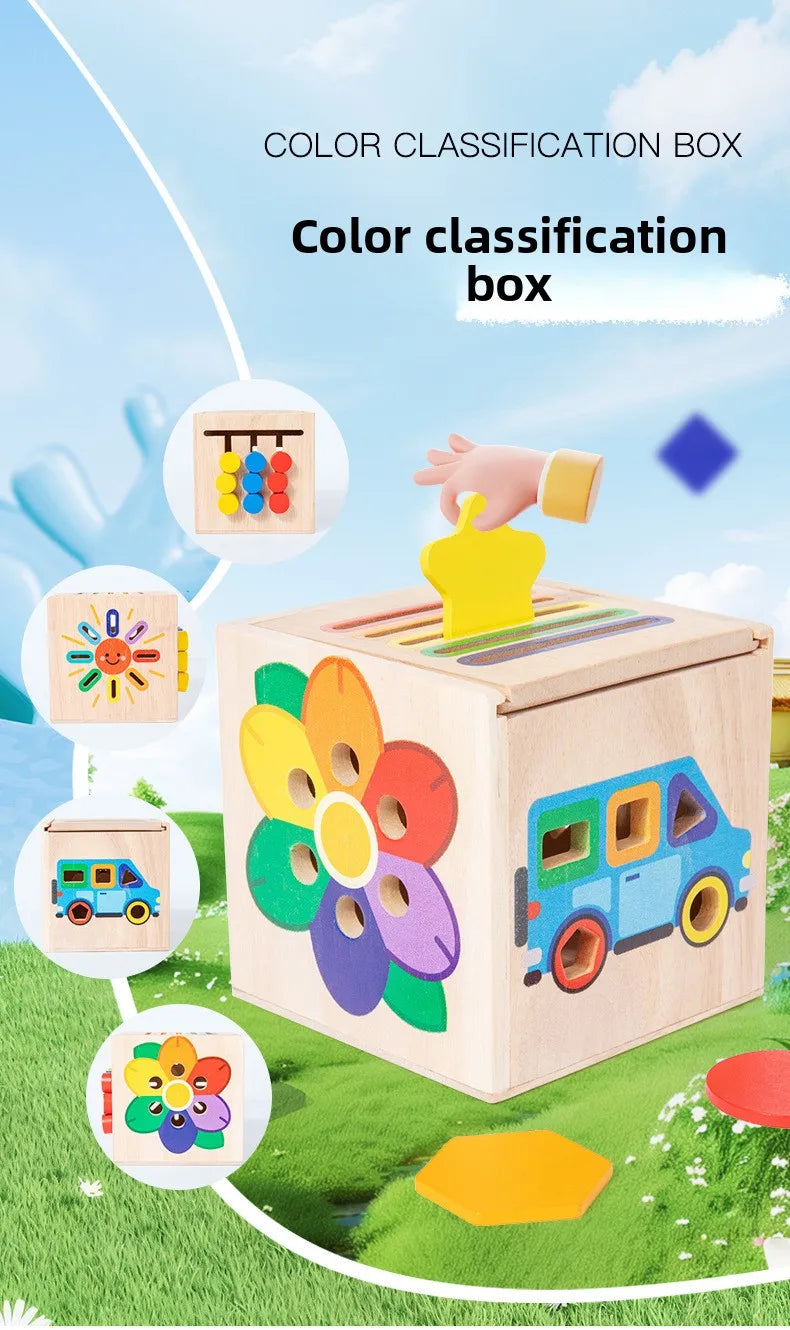 5-in-1 Wooden Shape & Color Sorting Toy for Toddlers