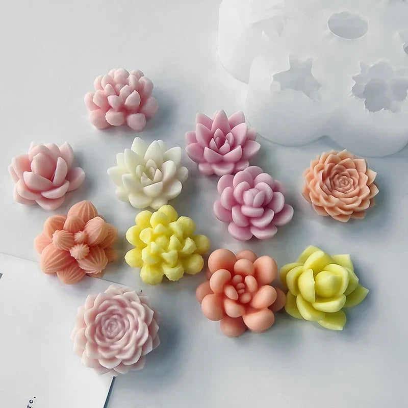 3D Succulent Flower Silicone Mold Set for Baking & Crafts