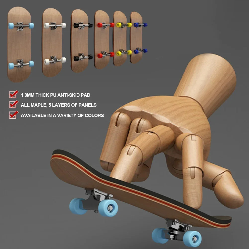 Wooden Finger Skateboard with Professional Trucks