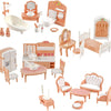 Dollhouse Furniture Set for Pretend Play – 3-Room Miniature Collection