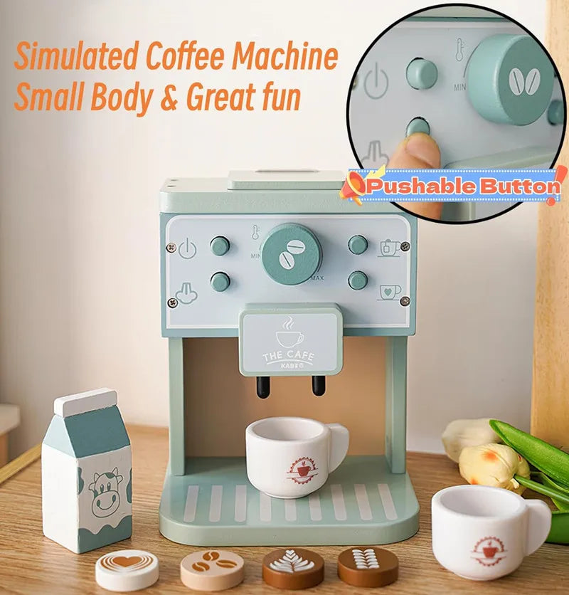 A simulated coffee machine toy with a small body and great fun, featuring various cups and accessories.