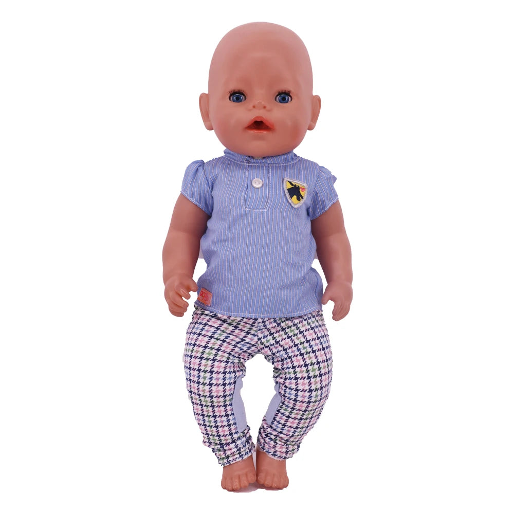 Two-Piece Doll Outfit with Top and Pants for 18-Inch and 43cm Dolls