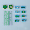 A set of marine animal building blocks including a shark, octopus, and whale in various colors.