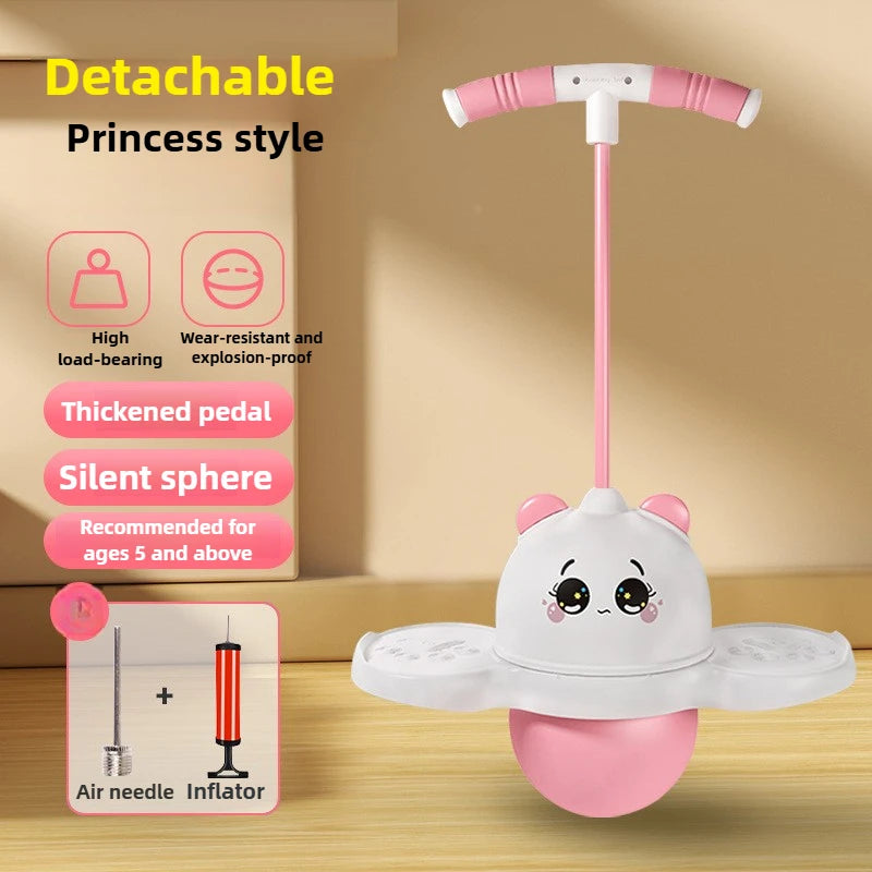 Pink and white detachable princess style air needle inflator for height training and balance