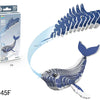 A blue whale 3D paper puzzle model showing the animal from a side view.