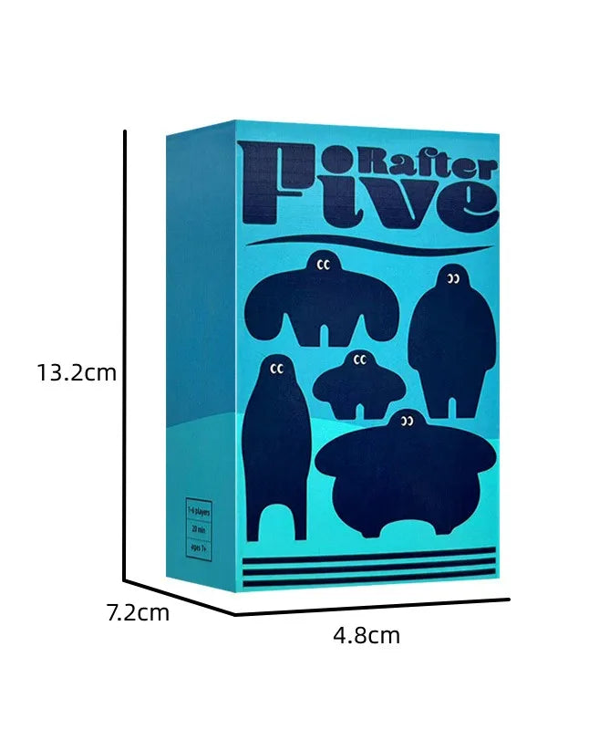 A box of the Pirate Five board game featuring silhouettes of five figures on a blue background.