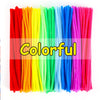 A vibrant collection of multicolor chenille stem pipe cleaners in a rainbow spectrum.