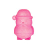A bright pink holiday Santa squishy stress relief toy with a beard and hat.
