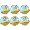 A set of colorful glitter dumpling squishy toys packaged in yellow cardboard boxes for ages 3 and up