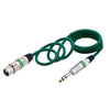 Green professional XLR to 6.35mm audio cable with coiled wire and connector tip