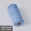 A spool of light blue 3mm cotton macrame cord measuring 100 meters.