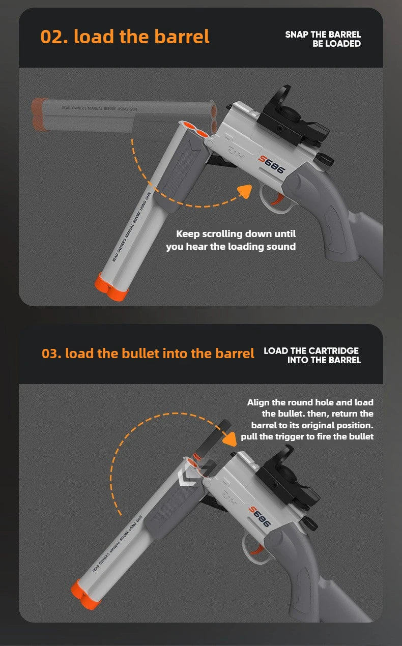 Double-Barrel Soft Bullet Toy Shotgun for Outdoor Play