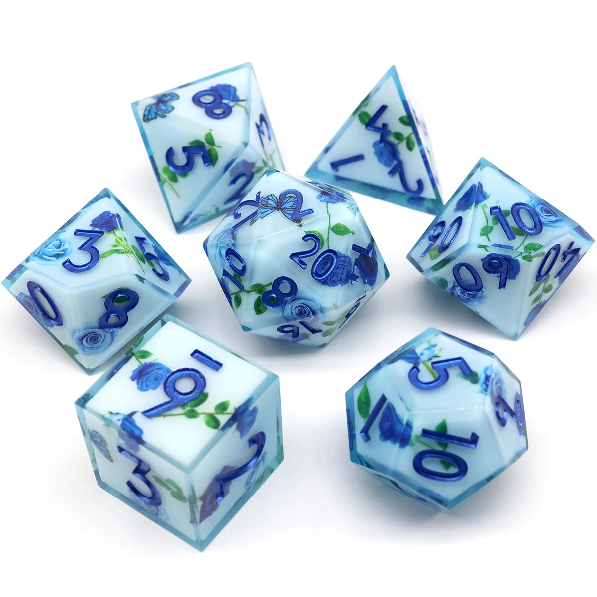 Handmade Resin Polyhedral Dice Set with Sharp Edges