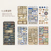 A collection of vintage-style label stickers featuring various designs and typography for scrapbooking and journaling.