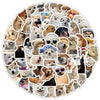 A circular arrangement of various funny dog stickers and cartoon vinyl decals
