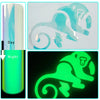 Comparison of a glow-in-the-dark heat transfer vinyl product under day and night lighting conditions.