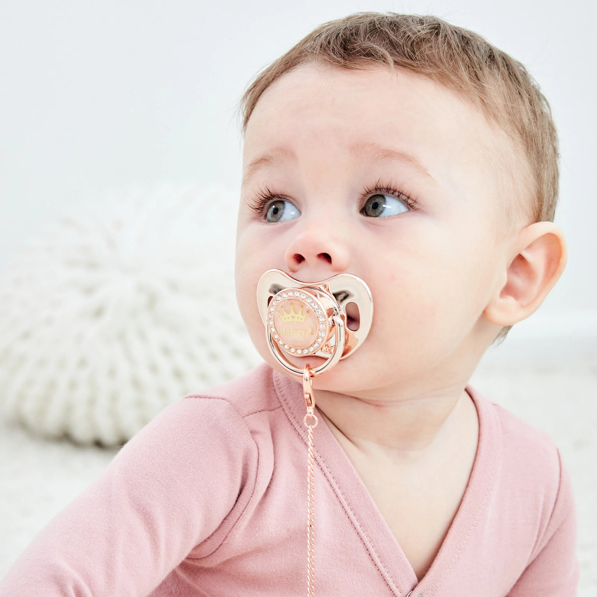 Personalized Rhinestone Pacifier & Clip Gift Set with Box