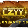 لافتة تحمل شعار CZYY ونص: بسّط وحسّن لعبك لـ TTRPG، على خلفية ترابية مع لحية