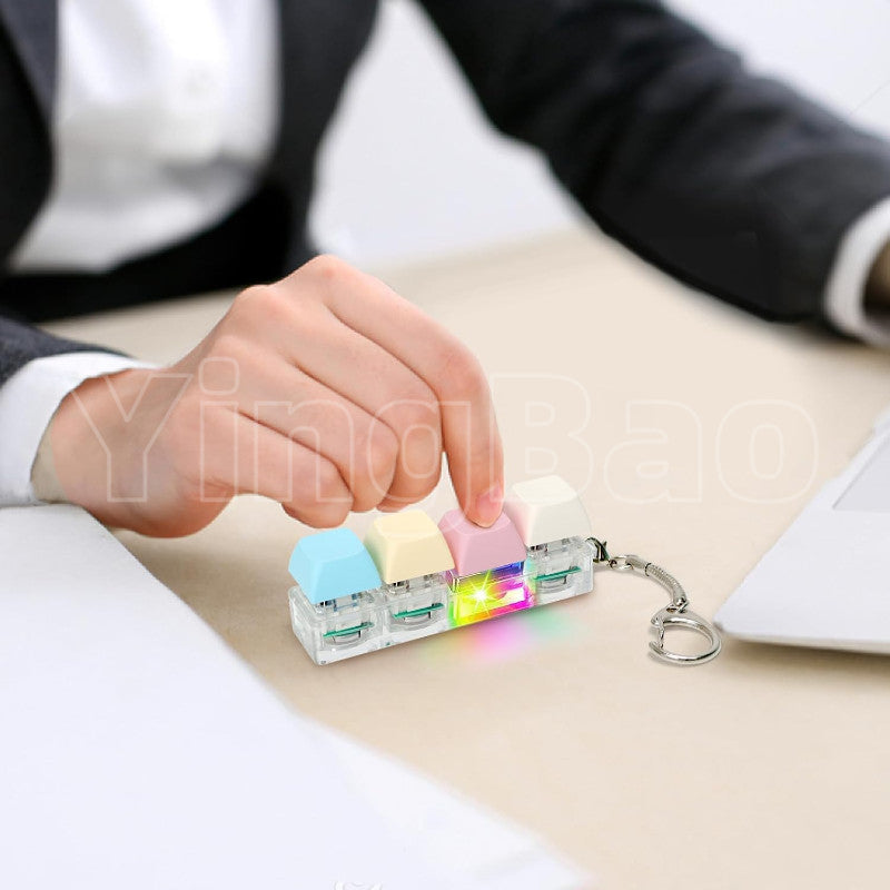 LED Macaron Keyboard Fidget Toy with Keychain